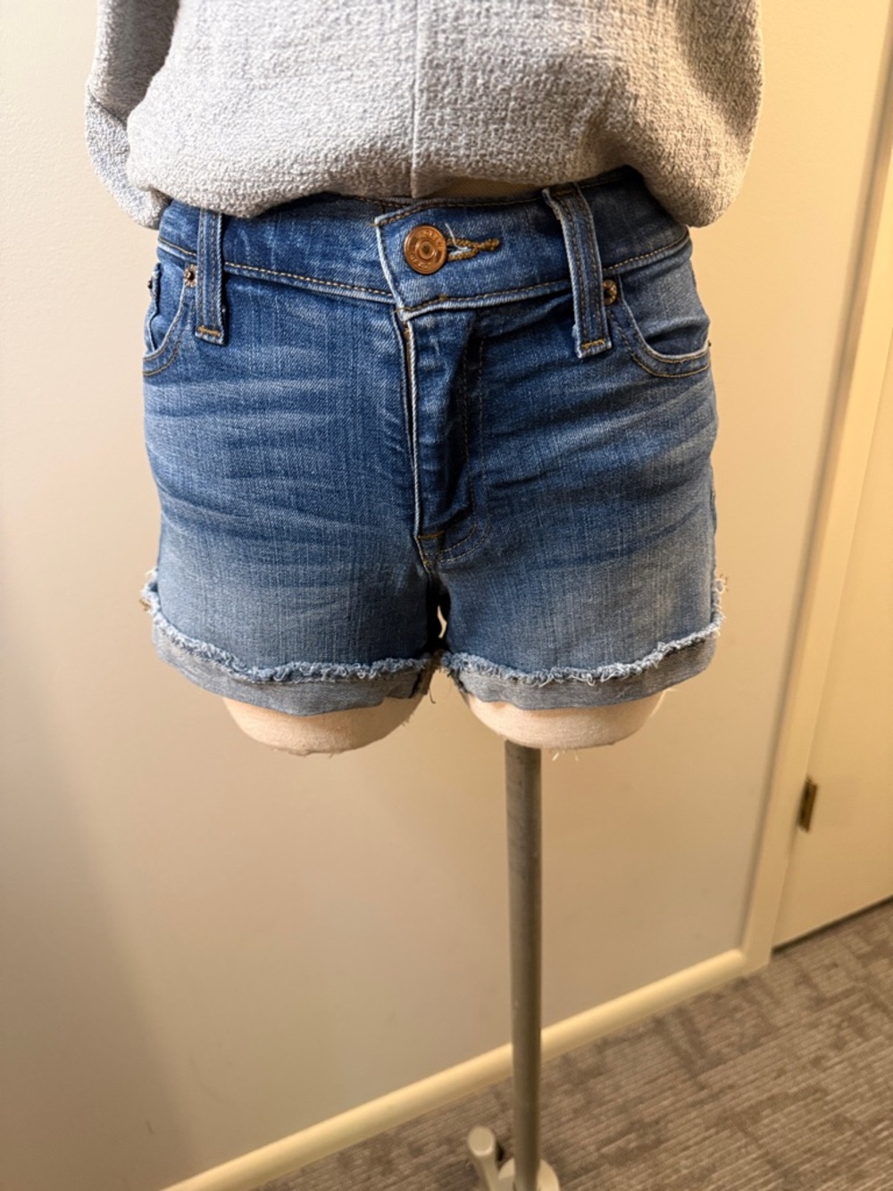 J. Crew Medium Blue Frayed Hem Denim Shorts